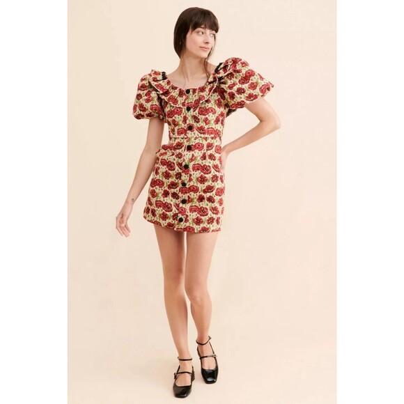 Sister Jane Dresses & Skirts - Sister Jane Shirley Poppy Tapestry Dress Puff Sleeve Mini Garden Cottage Prairie